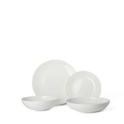 Arc Bone China Dinnerware White (16 Piece/ 4 Place Set)