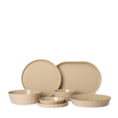 Fade Dinner & Serveware Oatmeal (42 Piece/ 8 Place Set)