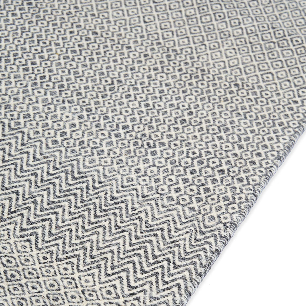 Mini Diamond Kilim Runner Charcoal & Pollen 70 x 250cm