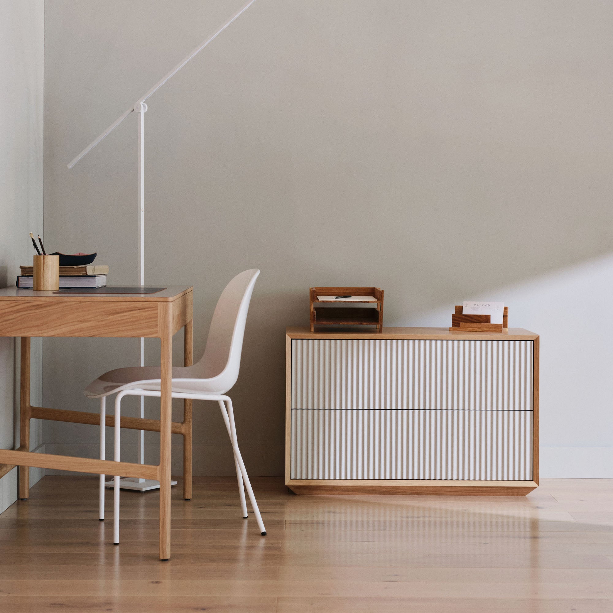 Pillar 2-Drawer Unit Oak & Stone