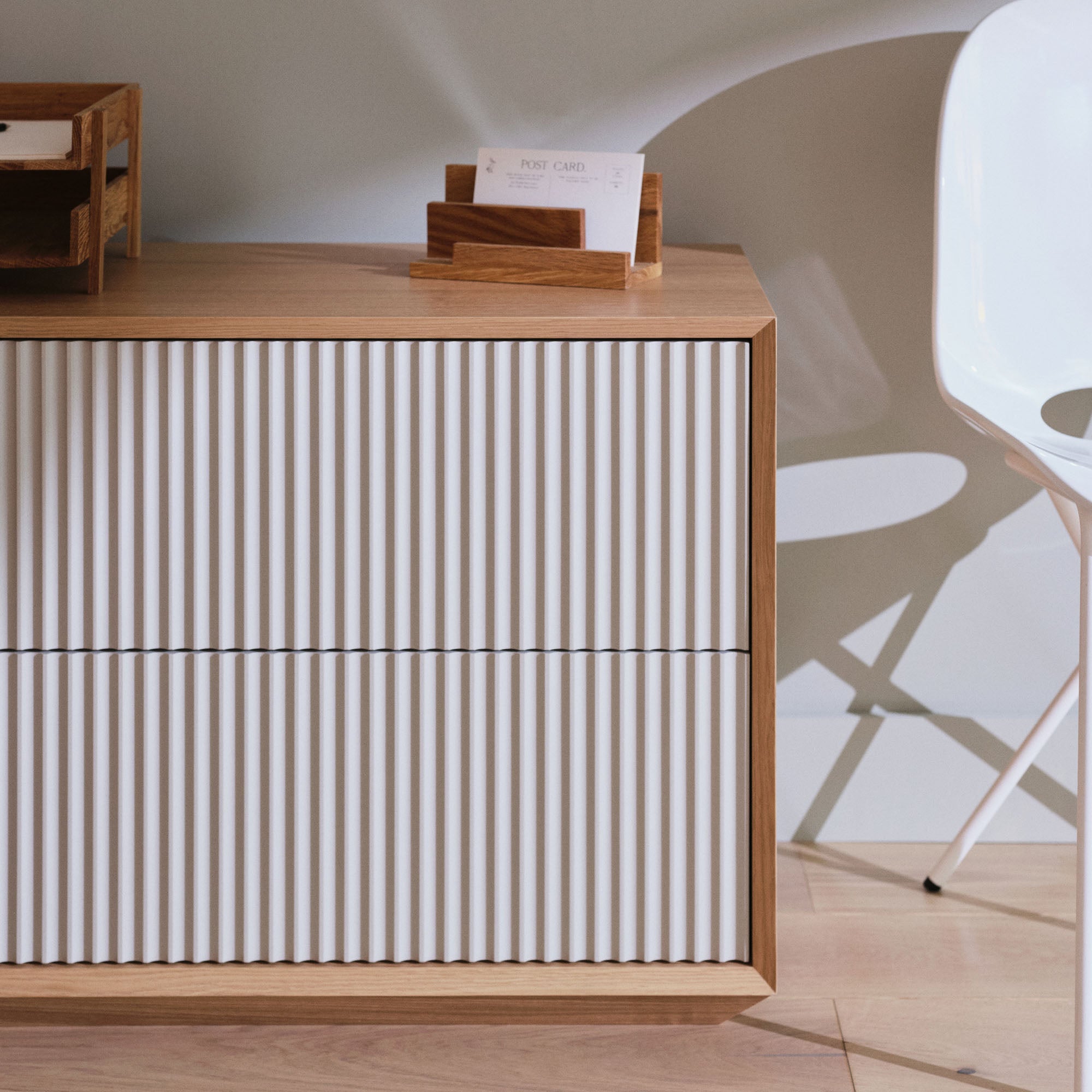 Pillar 2-Drawer Unit Oak & Stone