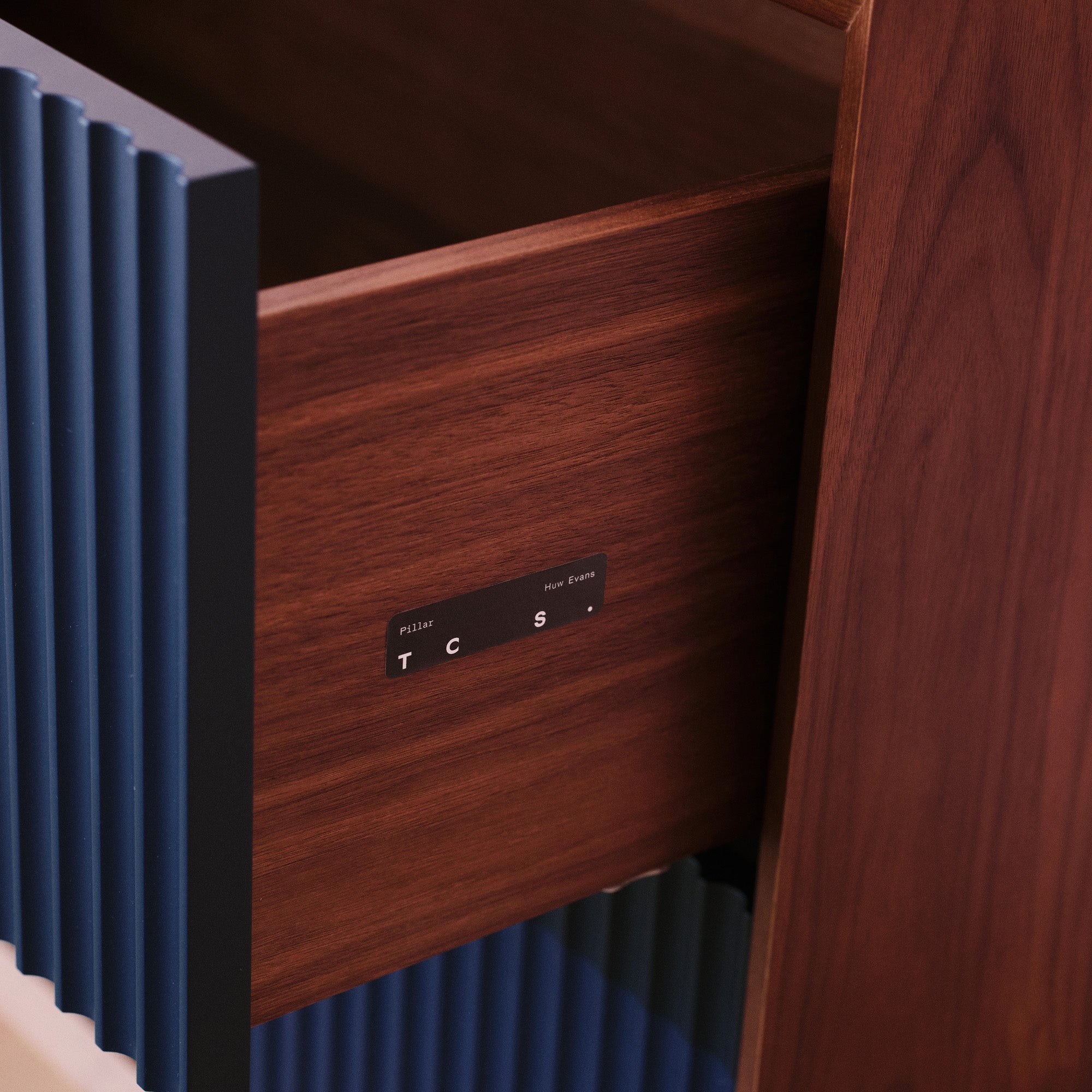 Pillar 2-Drawer Unit Walnut & Navy