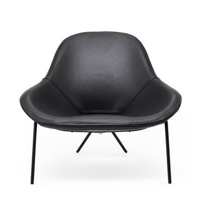 Cross Leg Lounge Chair Prescott Leather Black Ink