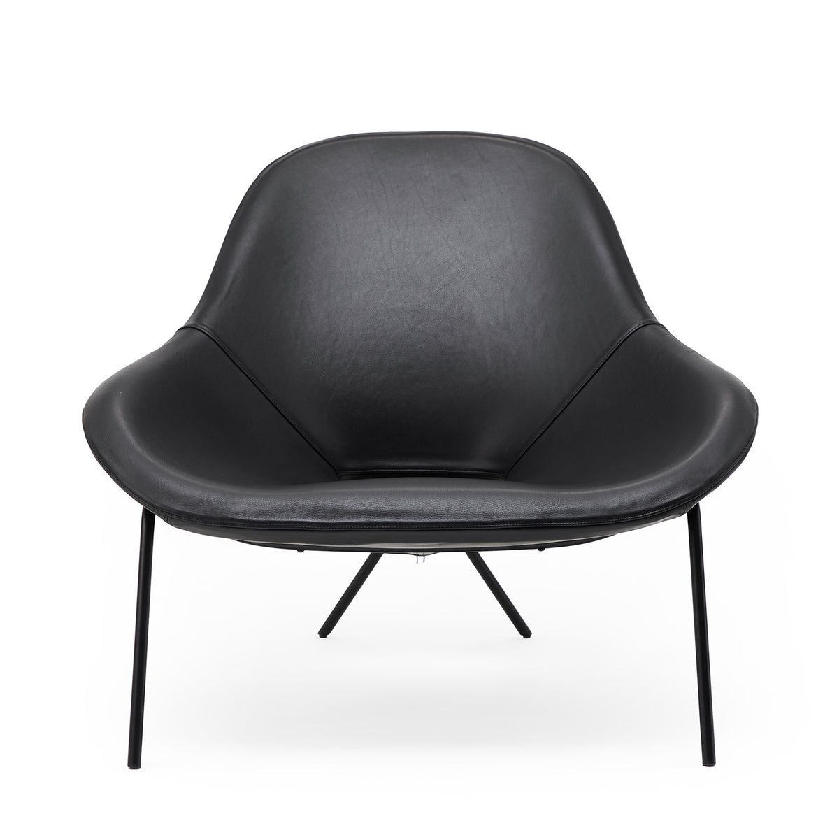 Cross Leg Lounge Chair Prescott Leather Black Ink