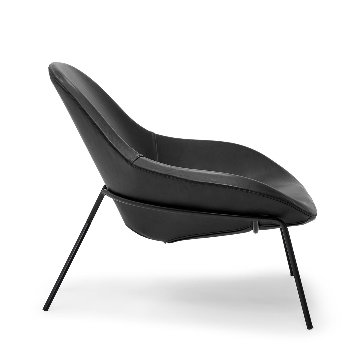Cross Leg Lounge Chair Prescott Leather Black Ink