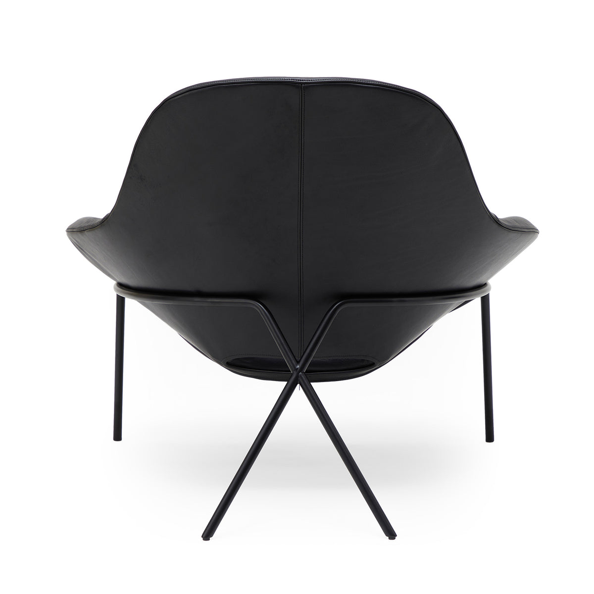 Cross Leg Lounge Chair Prescott Leather Black Ink