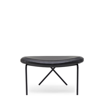 Cross Leg Ottoman Prescott Leather Black Ink
