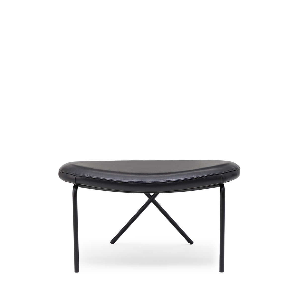 Cross Leg Ottoman Prescott Leather Black Ink