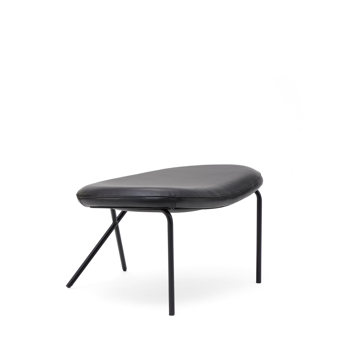 Cross Leg Ottoman Prescott Leather Black Ink