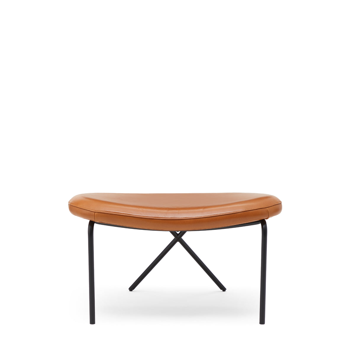 Cross Leg Ottoman Tosca Leather Cognac