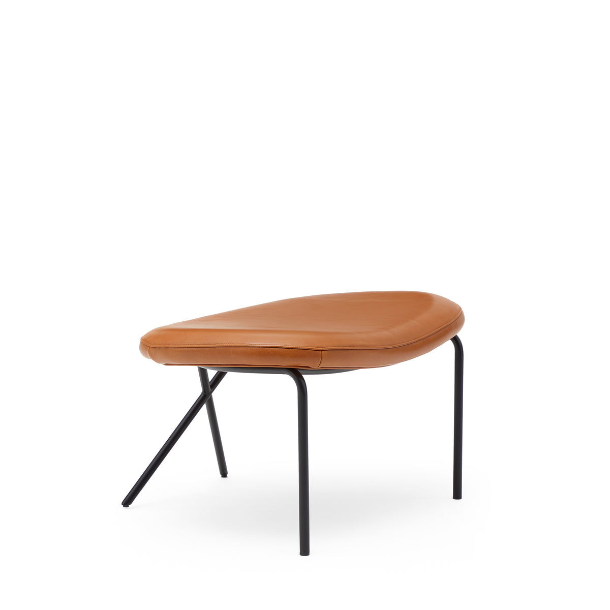 Cross Leg Ottoman Tosca Leather Cognac