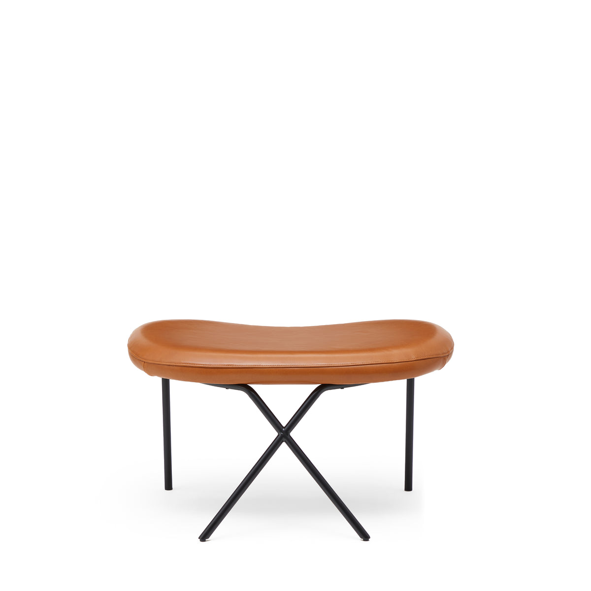 Cross Leg Ottoman Tosca Leather Cognac