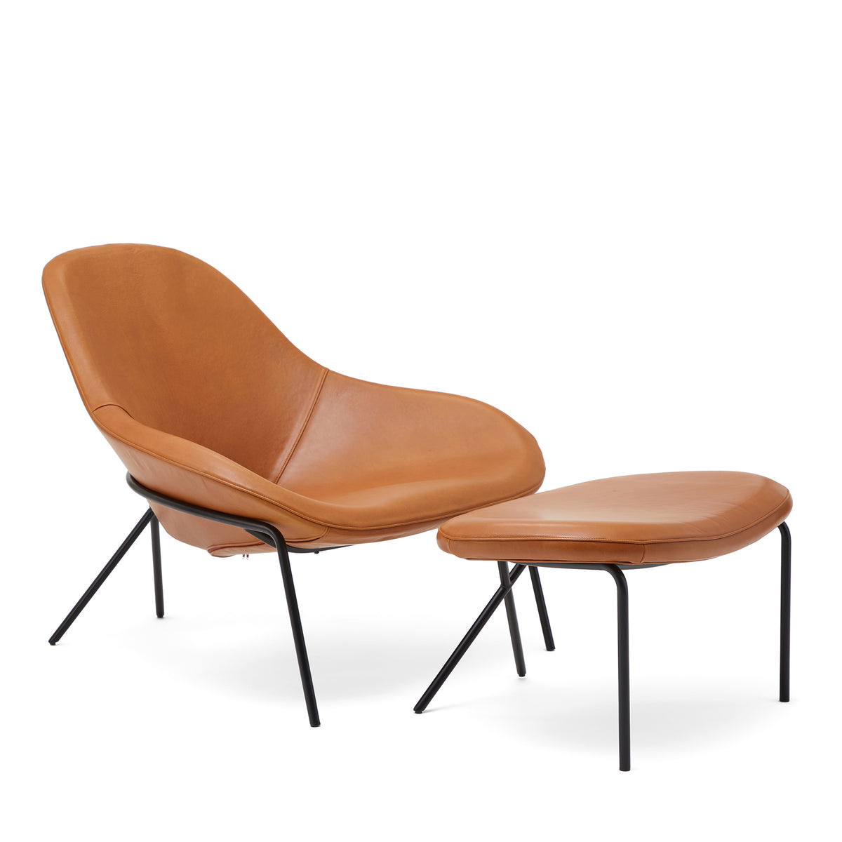 Cross Leg Ottoman Tosca Leather Cognac