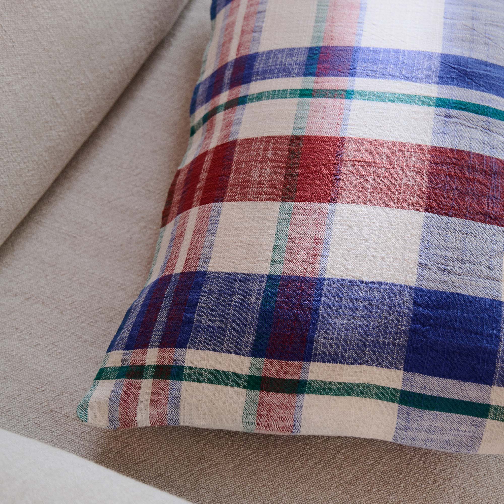 Marabar Cushion Cover Blue & Cinnabar 40 x 60cm