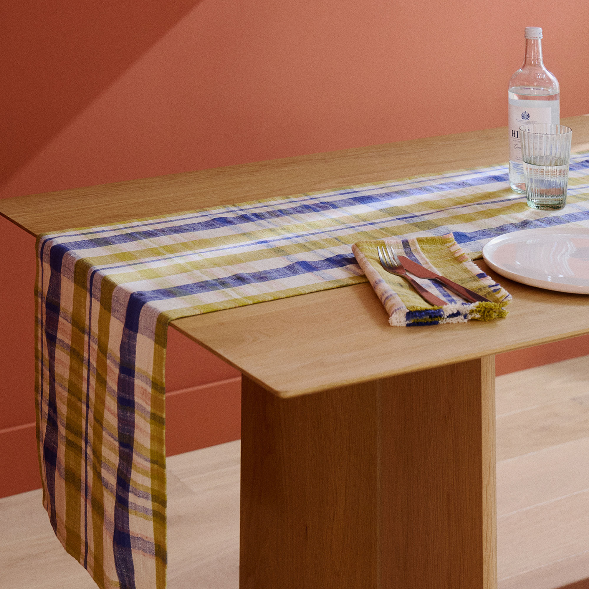 Marabar Table Runner Blue & Chartreuse 260 x 40cm