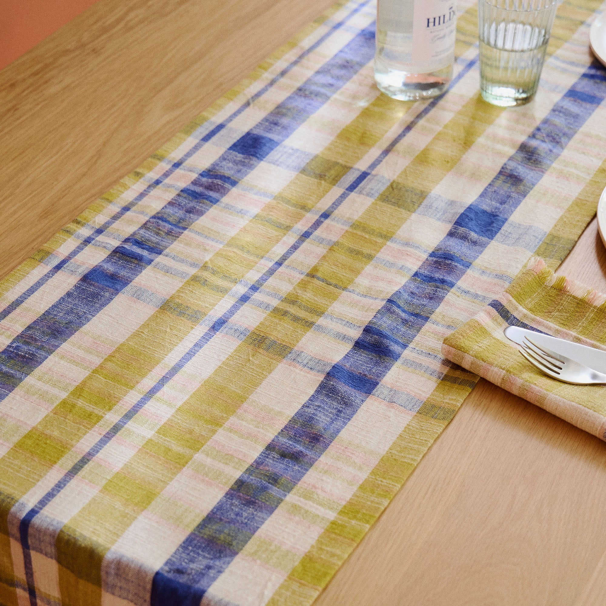 Marabar Table Runner Blue & Chartreuse 260 x 40cm