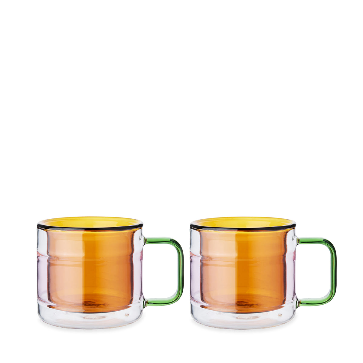 Palette Glass Coffee Cups Amber Small (Set of 2)