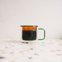 Palette Glass Coffee Cups Amber Small (Set of 2)