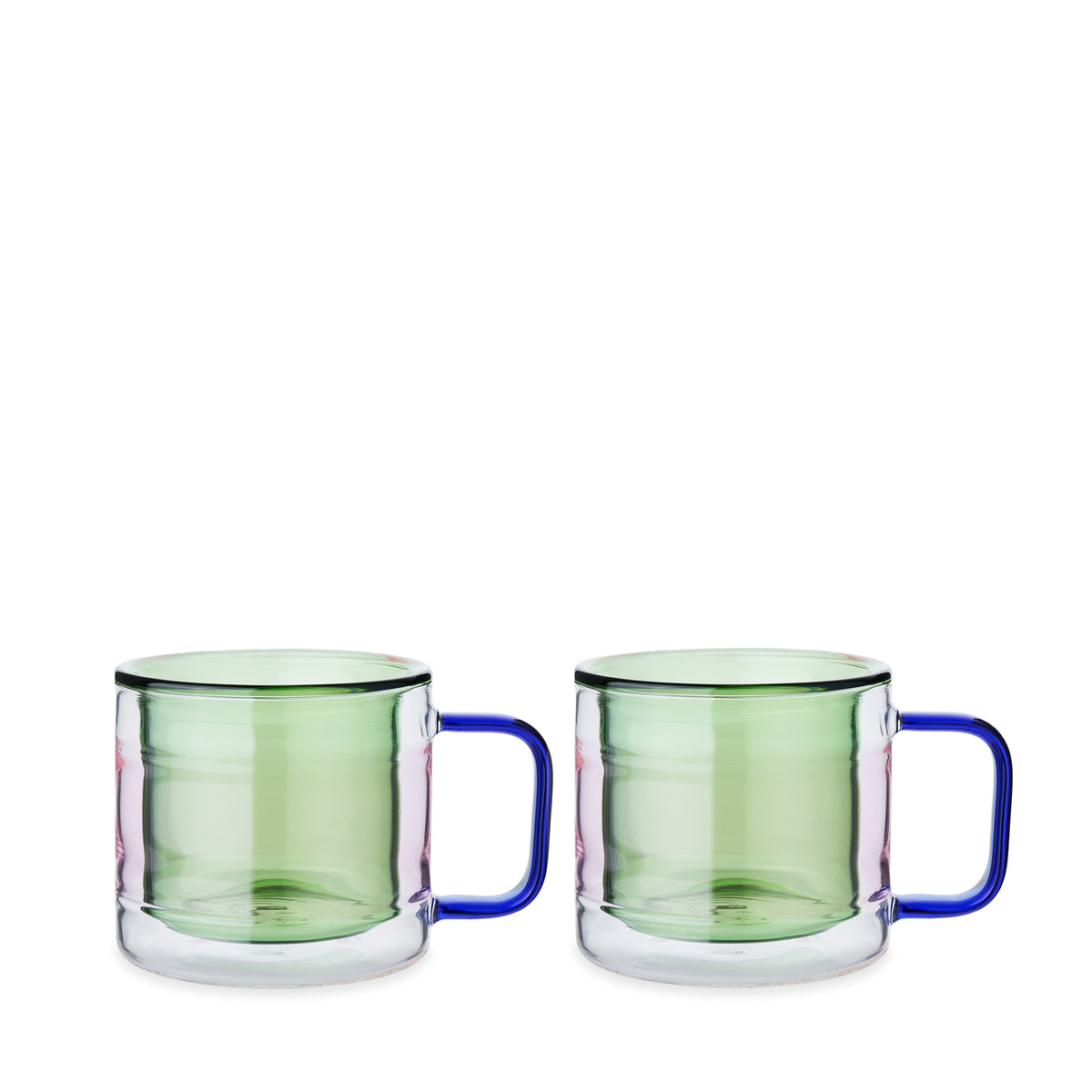 Palette Glass Coffee Cups Green Small (Set of 2)