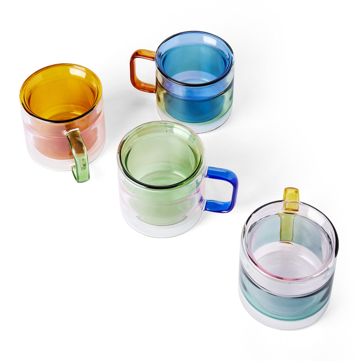 Palette Glass Coffee Cups Mixed Colours Small (Set of 4)