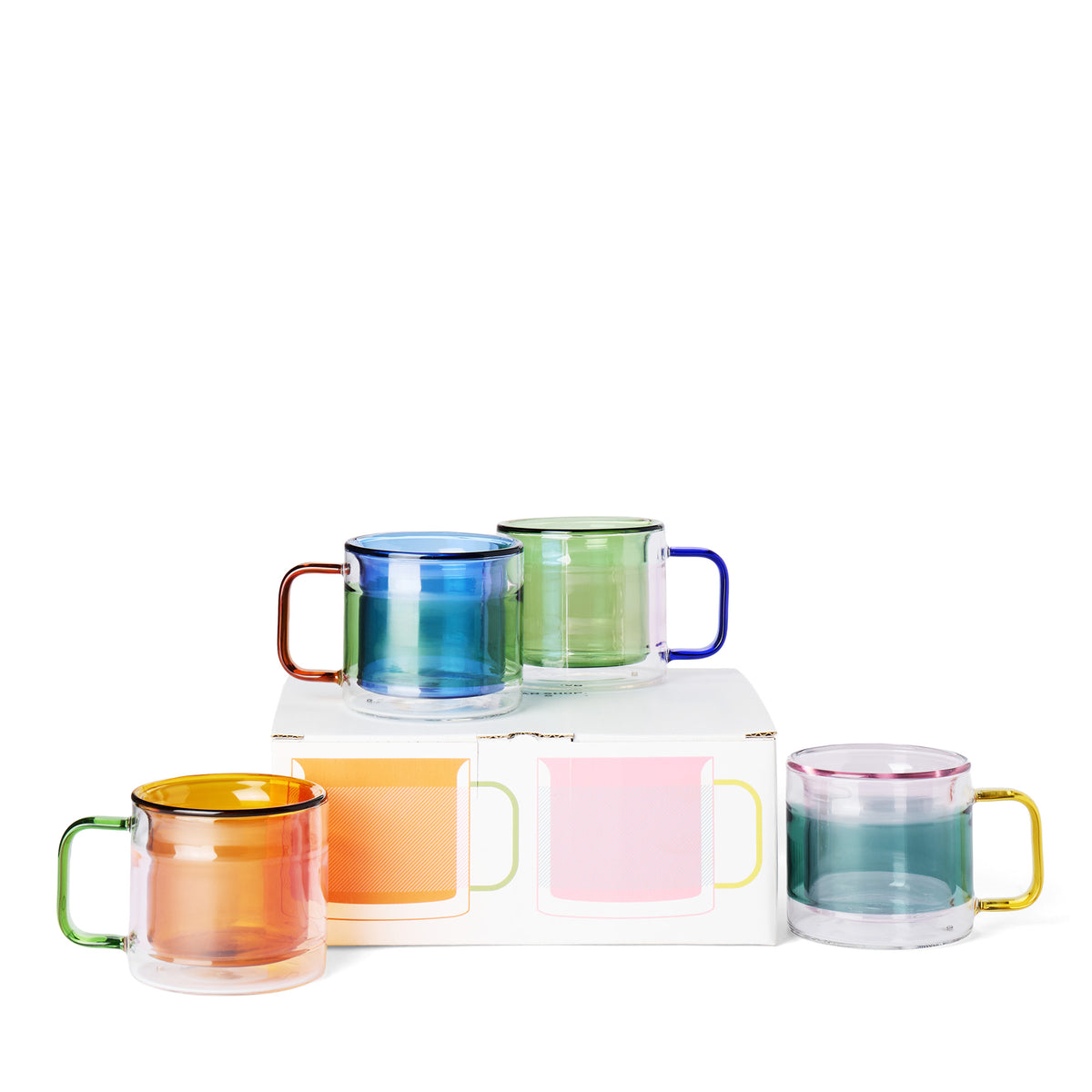 Palette Glass Coffee Cups Mixed Colours Small (Set of 4)