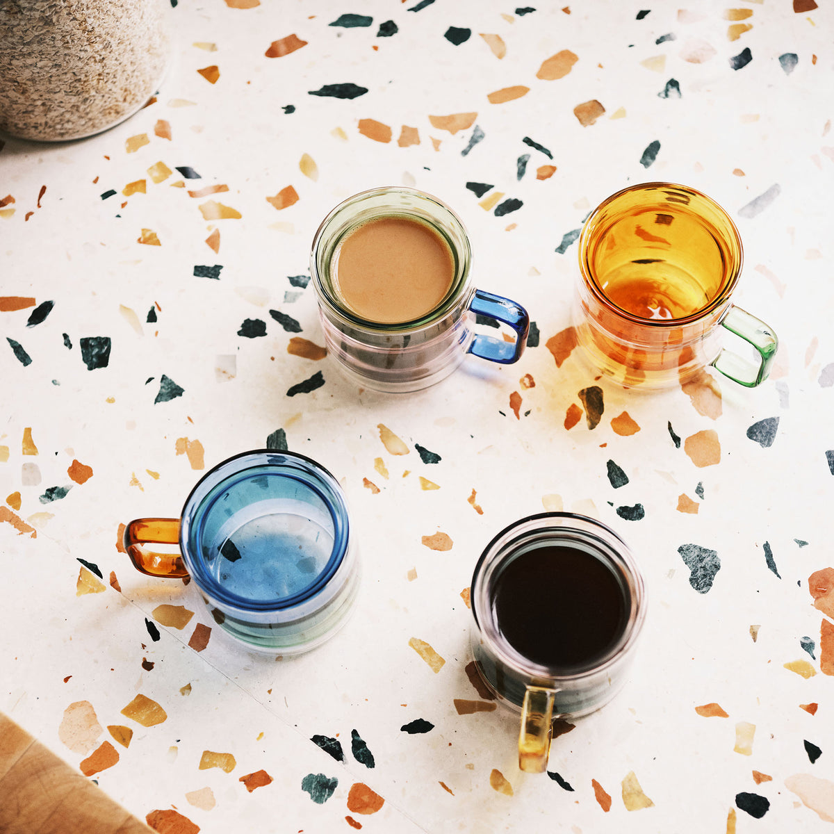 Palette Glass Coffee Cups Mixed Colours Small (Set of 4)
