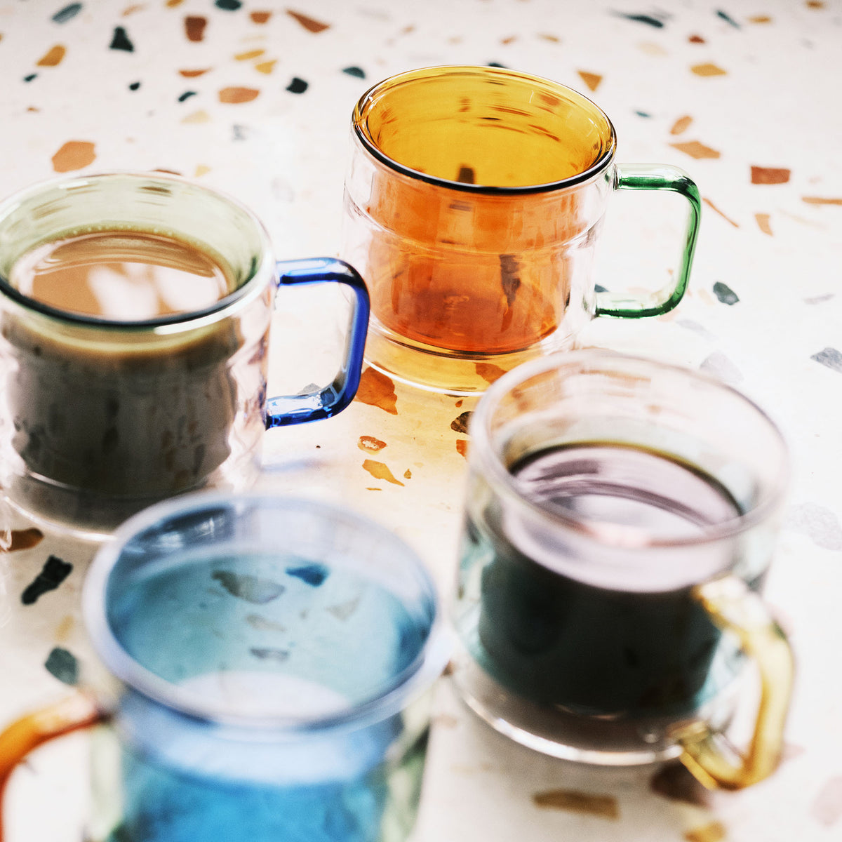 Palette Glass Coffee Cups Mixed Colours Small (Set of 4)