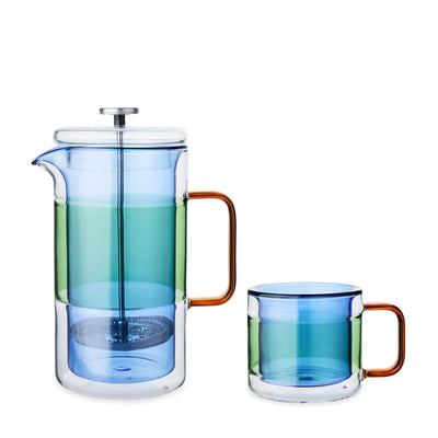 Palette Glass Cafetiére & Pair of Coffee Cups Set