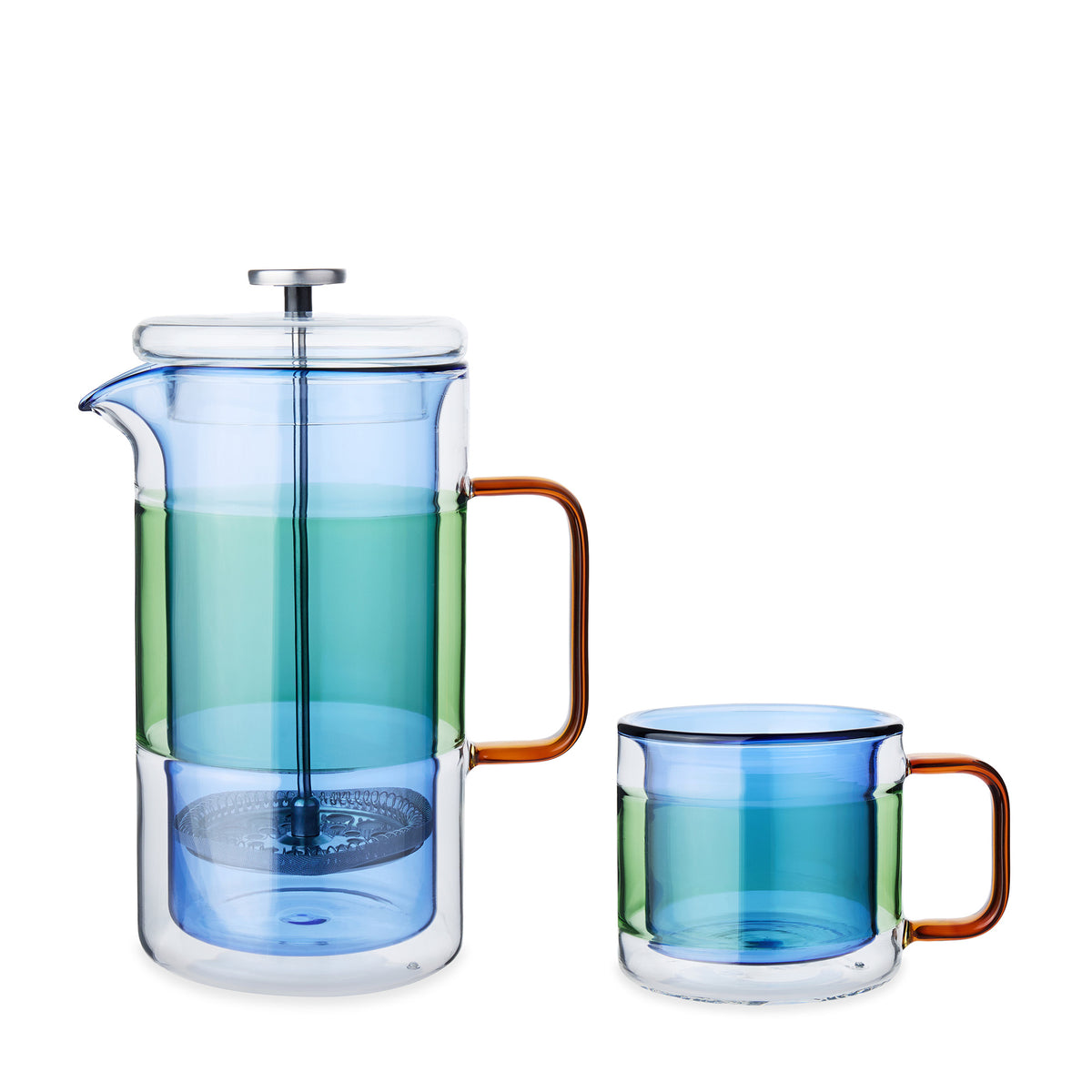 Palette Glass Cafetiére & Pair of Coffee Cups Set