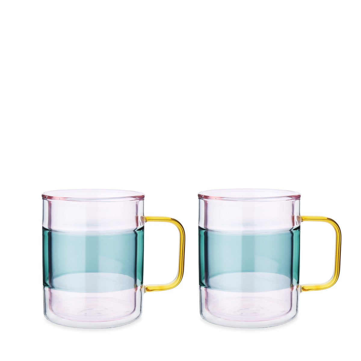 Palette Glass Coffee Mugs Pink Large (Set of 2)