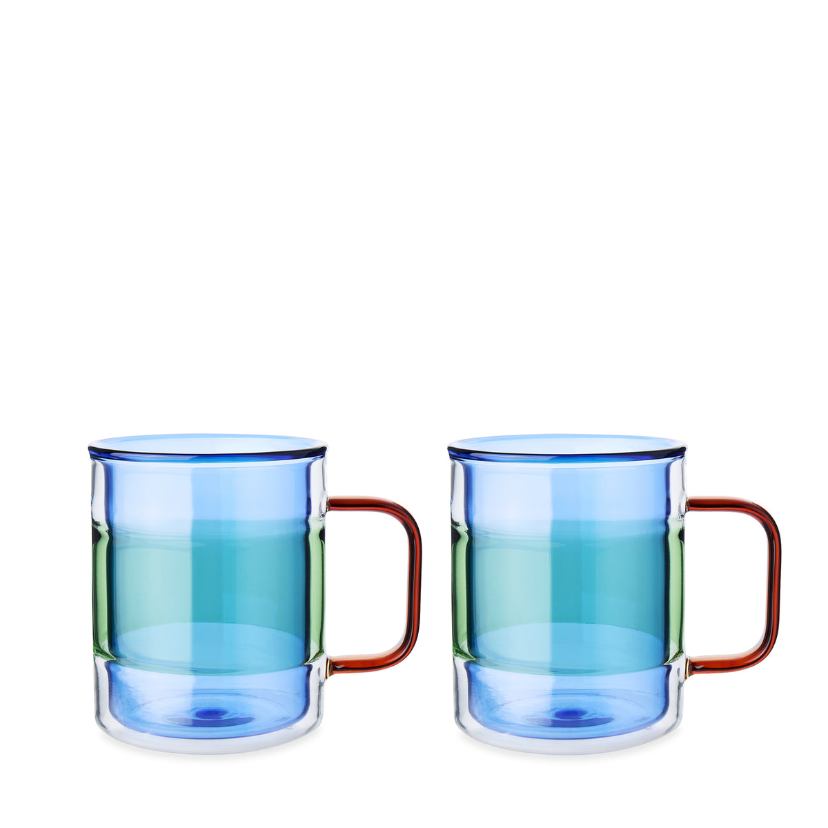 Palette Glass Coffee Mugs Blue Large (Set of 2)