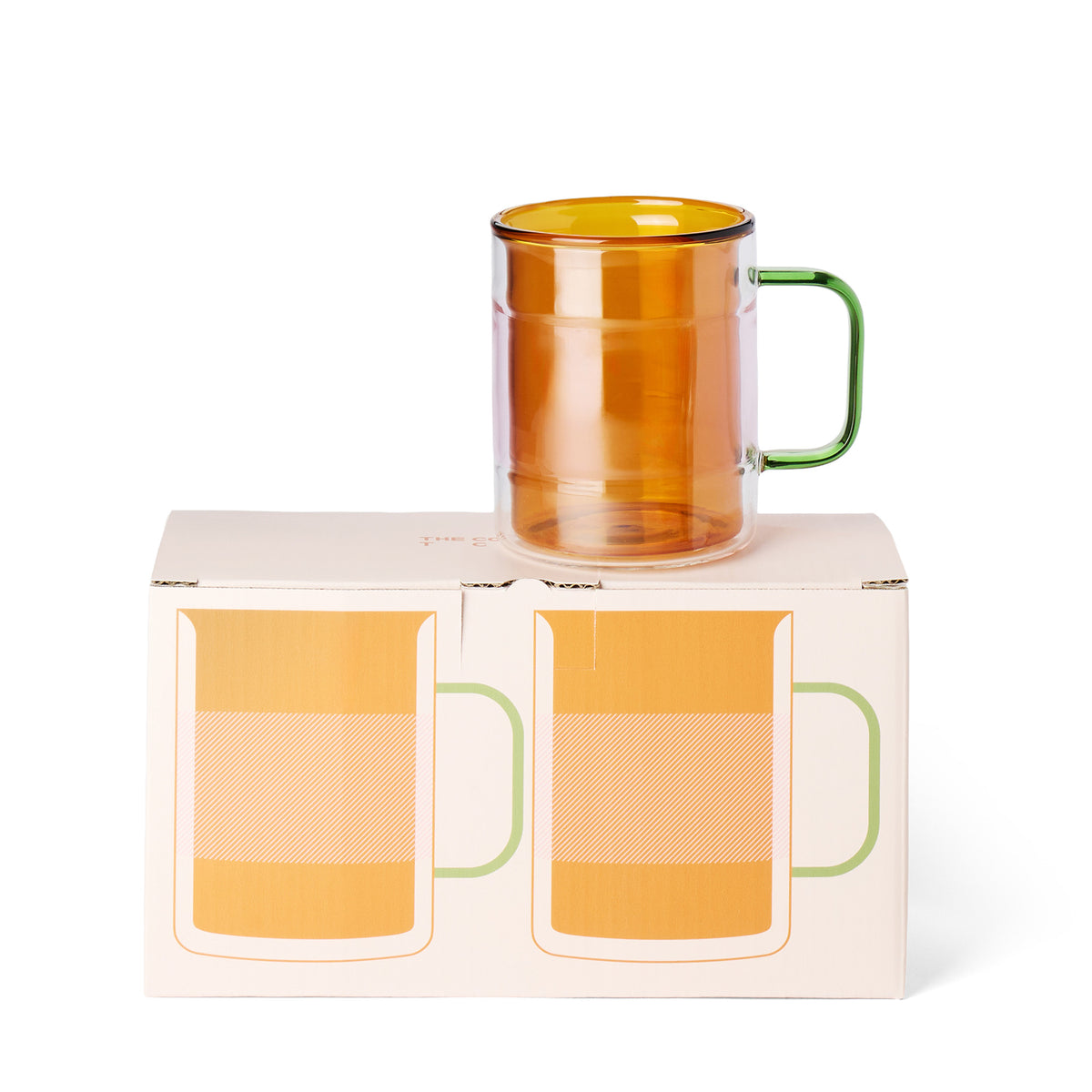 Palette Glass Coffee Mugs Amber Large (Set of 2)