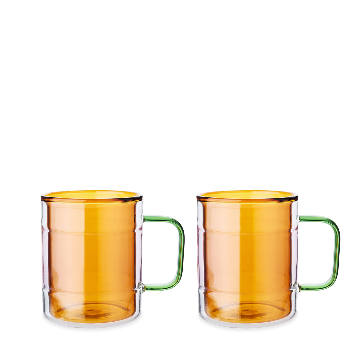 Palette Glass Coffee Mugs Amber Large (Set of 2)