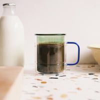 Palette Glass Coffee Mugs Green Large (Set of 2)