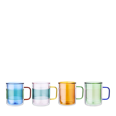 Palette Glass Coffee Mugs Mixed Colours Large (Set of 4)