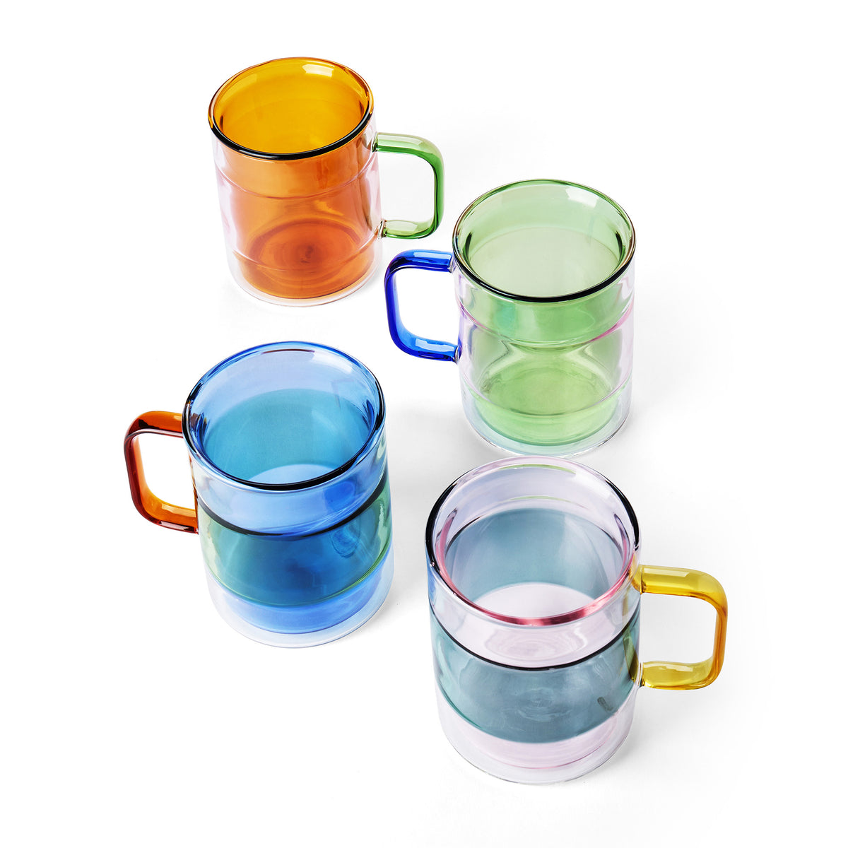 Palette Glass Coffee Mugs Mixed Colours Large (Set of 4)