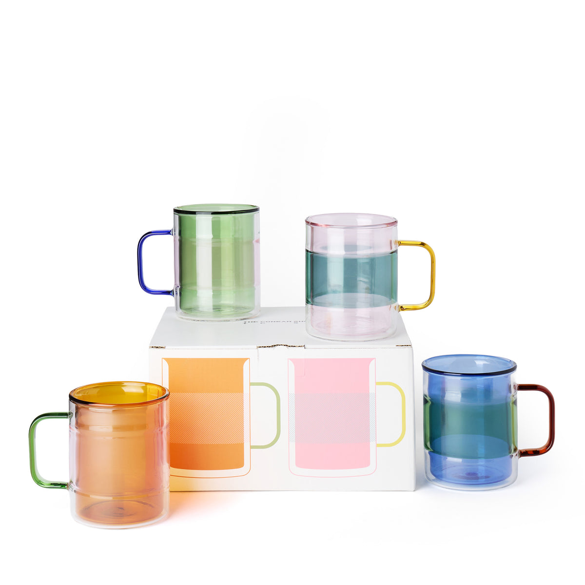 Palette Glass Coffee Mugs Mixed Colours Large (Set of 4)