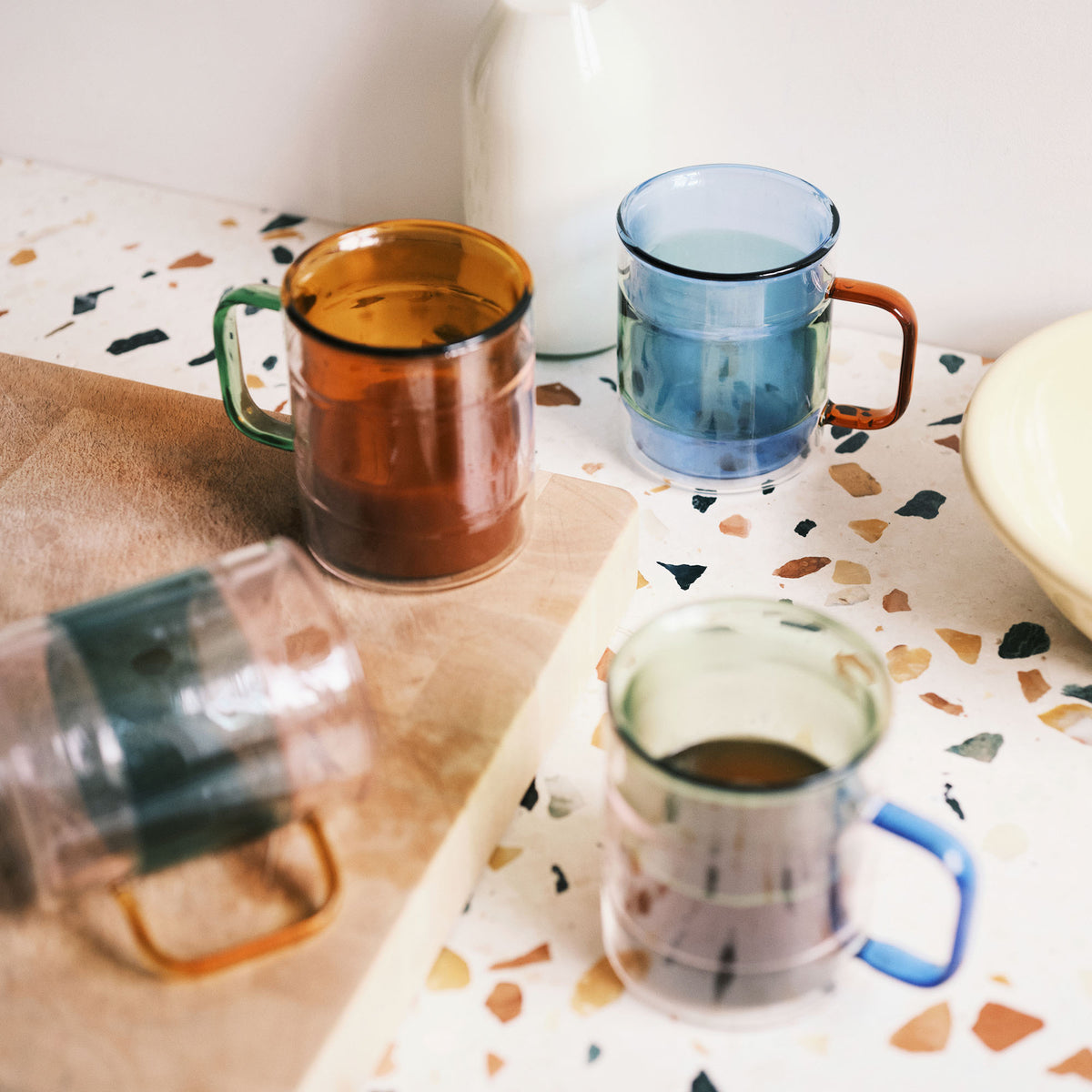 Palette Glass Coffee Mugs Mixed Colours Large (Set of 4)